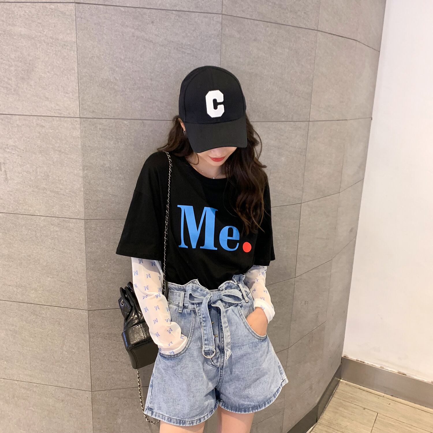 ルーズTシャツ サマースタイルブラックスタンダードトップス レトロ 夏物 6Du_Shop_Women34497474525