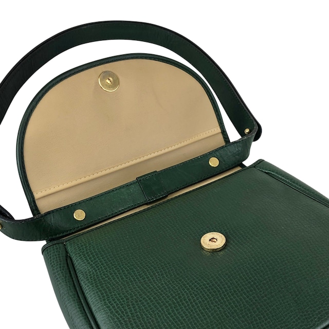 Christian Dior クリスチャン ディオール ショルダーバッグ グリーン オーバル ロゴ レザー vintage ヴィンテージ オールド gi6xyr
