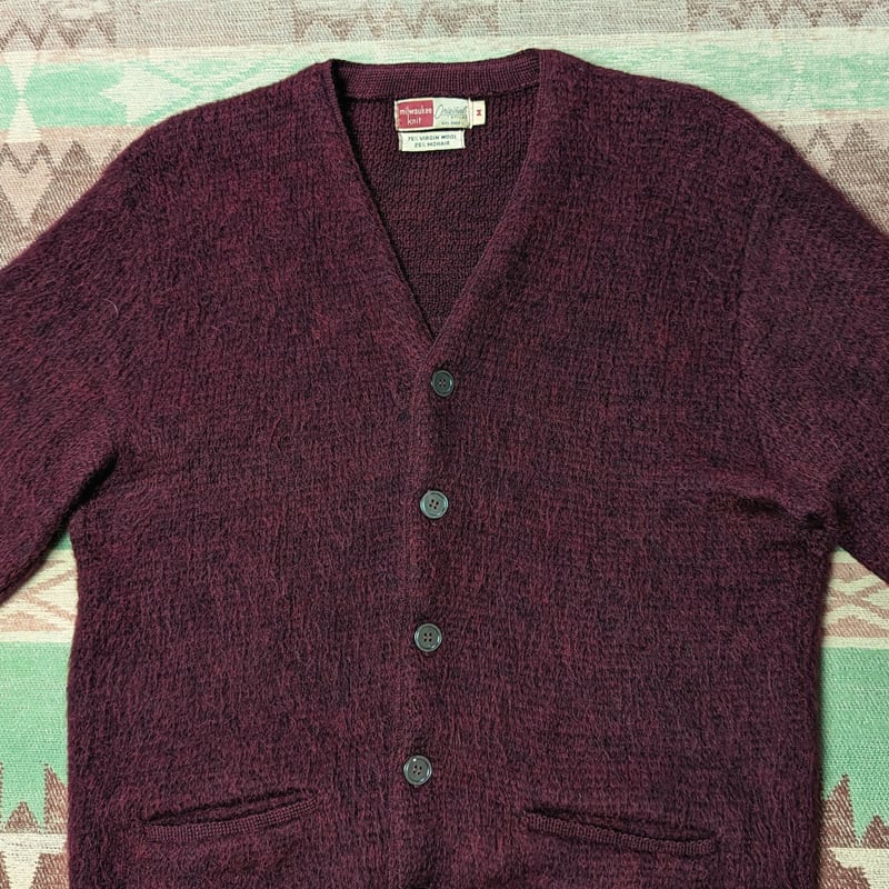 60s milwaukee knit Mohair Wool Cardigan （M）