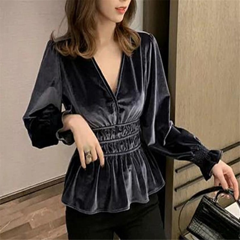 トップス シャツ ブラウス 袖あり 長袖 Vネック スリム ストレート ベルベット ゴールド かわいい 大人可愛い きれいめ シンプル カジュアル 大人 上品 おしゃれ お洒落 大人女子 こなれ感 ラブリー キュート ガーリー クール 甘い 無地 秋 20代 30代 40代 レディース 女性用 通勤 デート お出かけ 女子会 休日 アウトドア 旅行 ホテル レストラン ショッピング 着回し 普段使い 韓国 韓国系 オルチャン ファッション スタイル M L XL 2XL 3XL 黒 グレー クラレット
