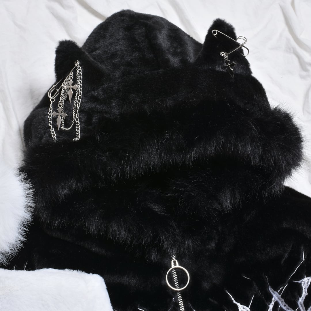 1/7 BLACK S再入荷！】新作☆ふわもこ ネコ耳しっぽファーブルゾン