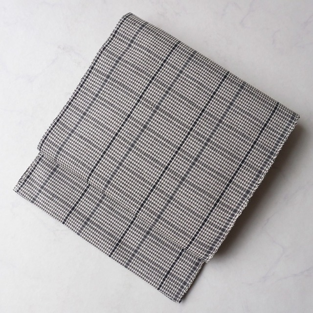 【なごや帯】ますいわ屋　白地　格子文　八寸なごや帯