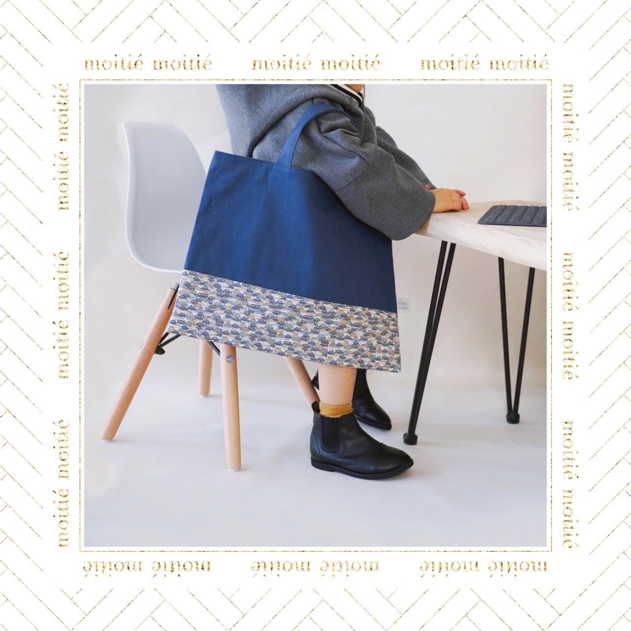 男の子入園入学3点セット（ネイビー×リバティ・カーズ・車） リバティ ネイビーカー 入園、入学セット | moitie moitie