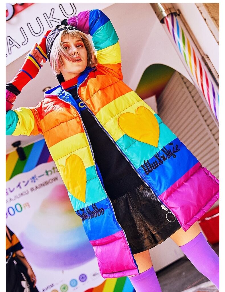 カラフル ダウンコート パーカー 帽子 オレンジ xL ジャンパー 黄色 赤