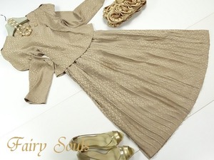 ★送料無料★9号（M)☆ゴ－ルドドット柄プリ－ツワンピ－ス(OPN6733)