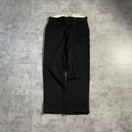 30s フレンチワーク ウール ブラック パンツ シンチバック メタルボタン