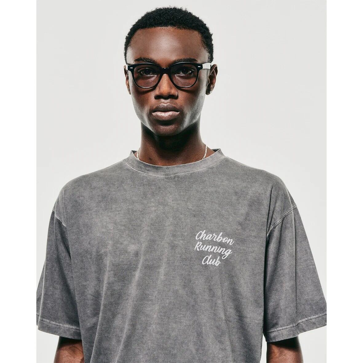 シャルボン PIGMENT DYE PRINT T-SHIRT L charbon / PIGMENT DYE PRINT T-SHIRTS（GRY×WHT） | 道がまっすぐ