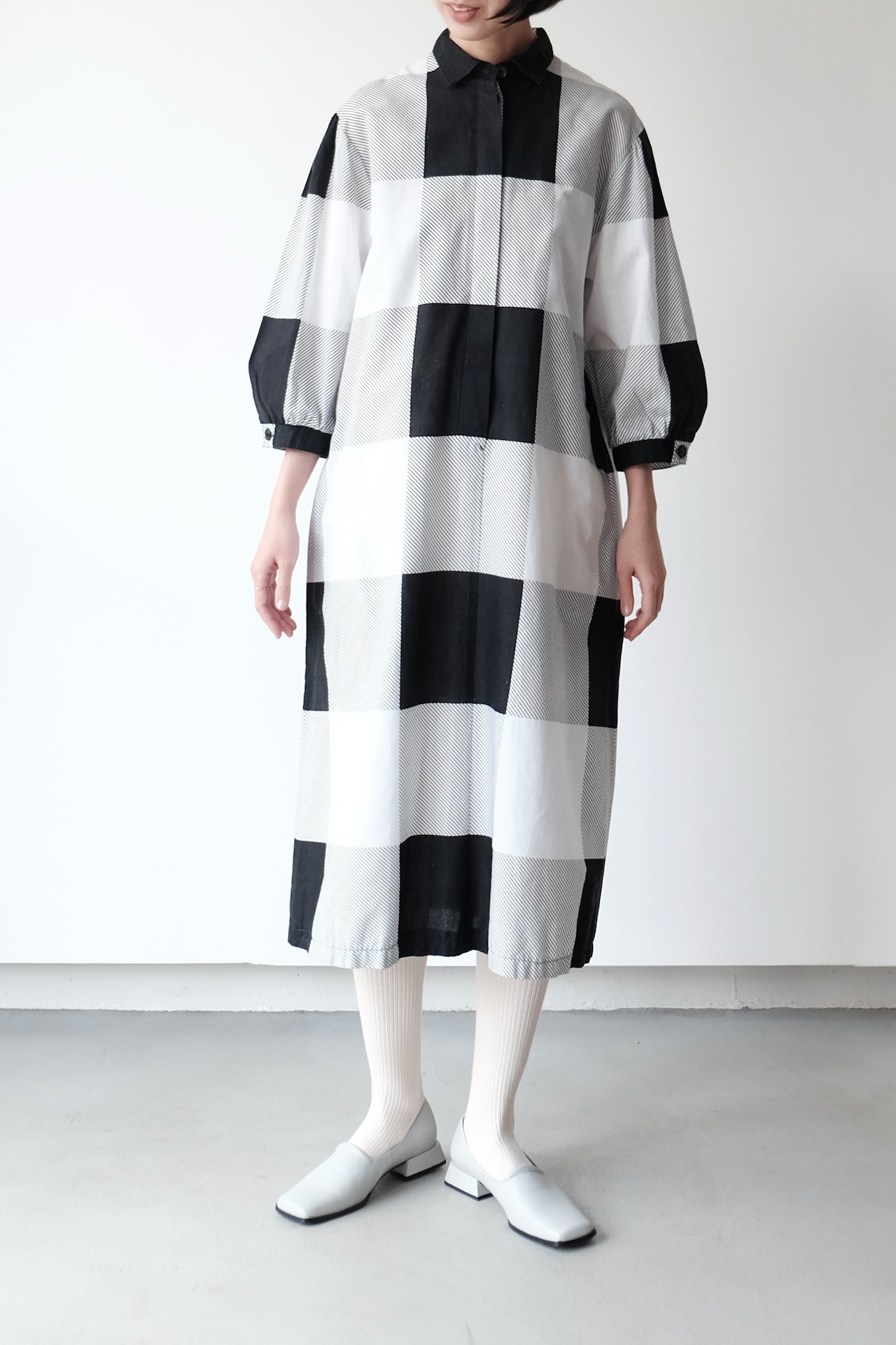 Gingham monotone check dress