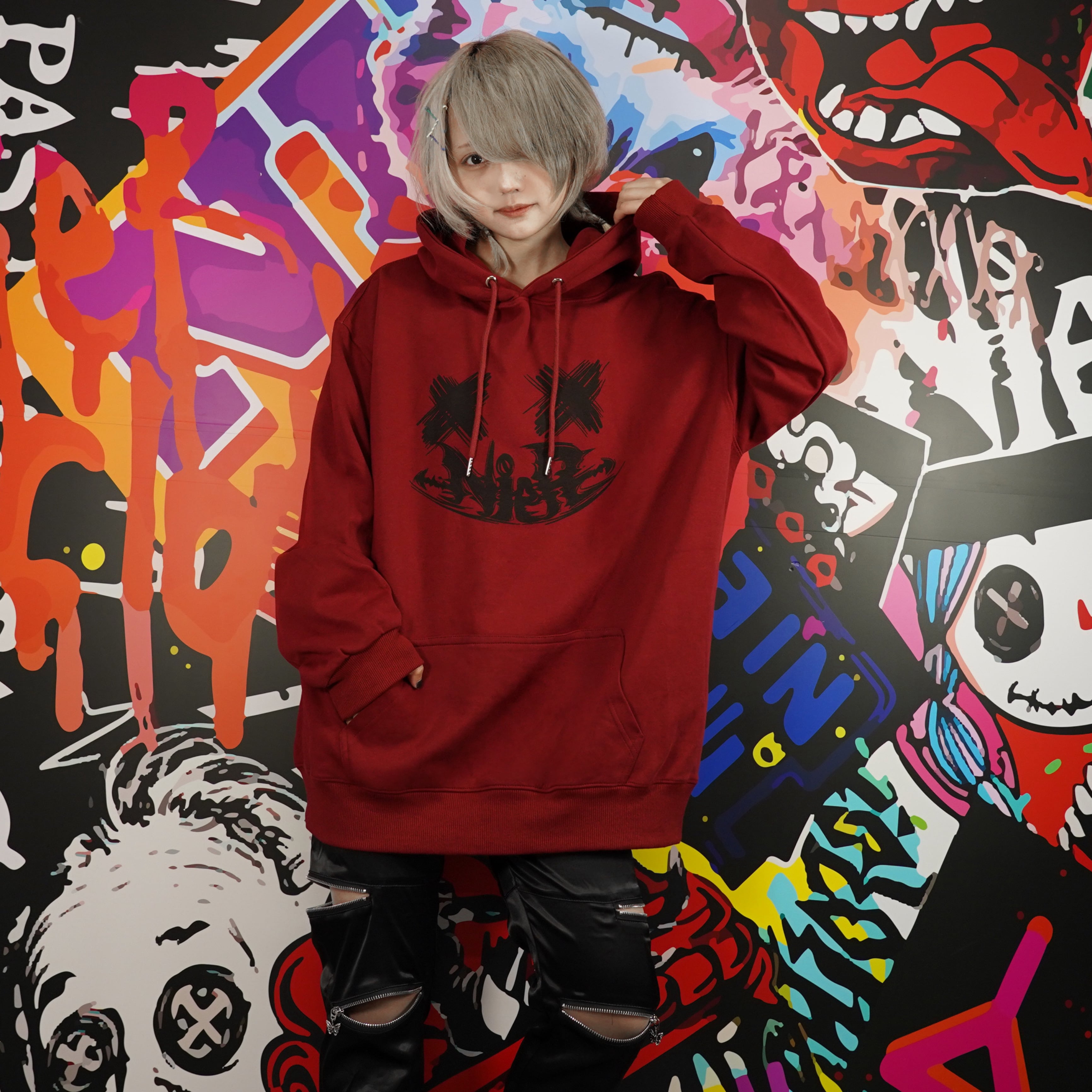 CRIMSON CRAZE HOODIE【FACE LOGO】 | NIER CLOTHING