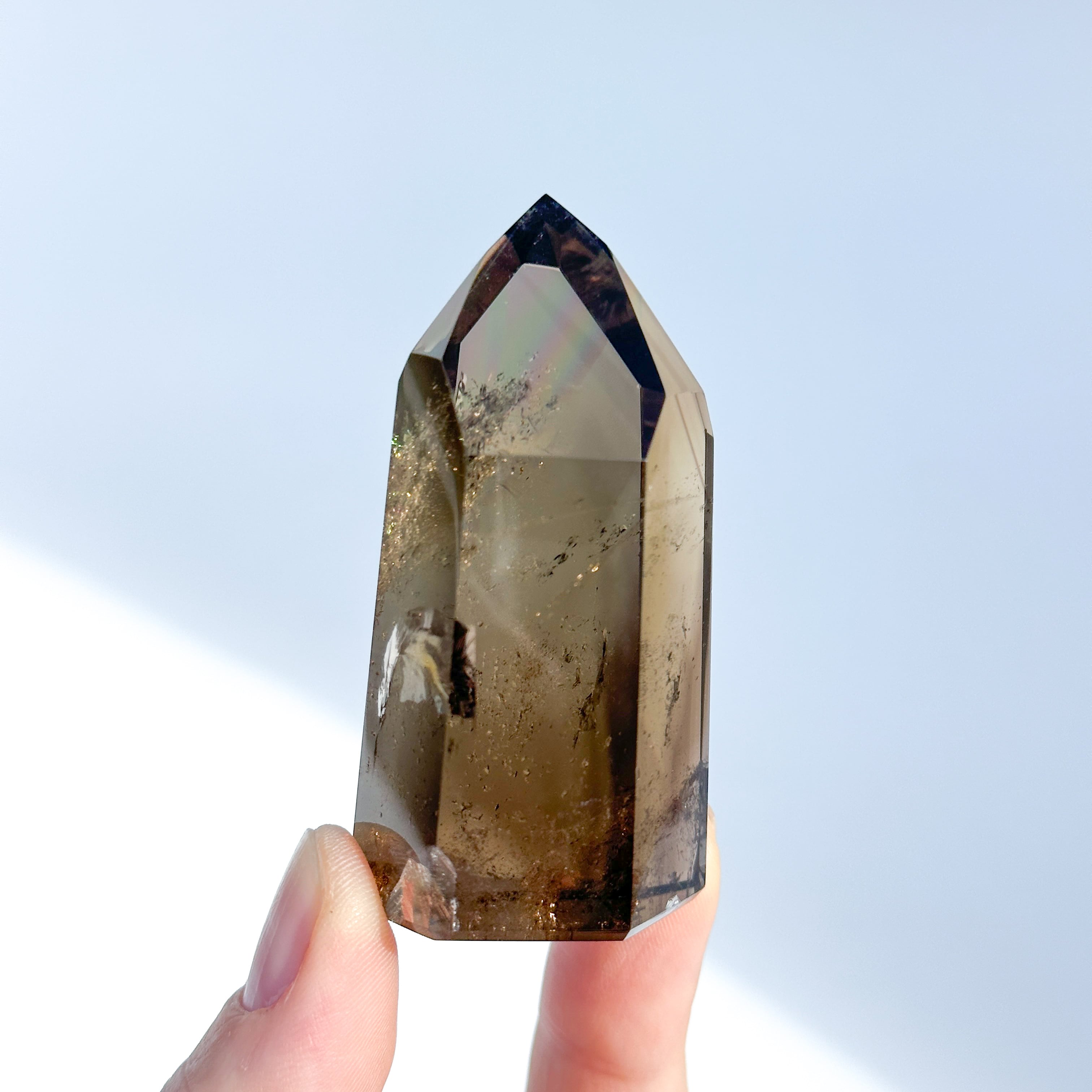 【最高品質】　最強のオールドストック　本物中の本物のモリオン　【鉱物標本】　レア ファントム◎虹◎ミナスジェライス産モリオン タワー52◇ Morion