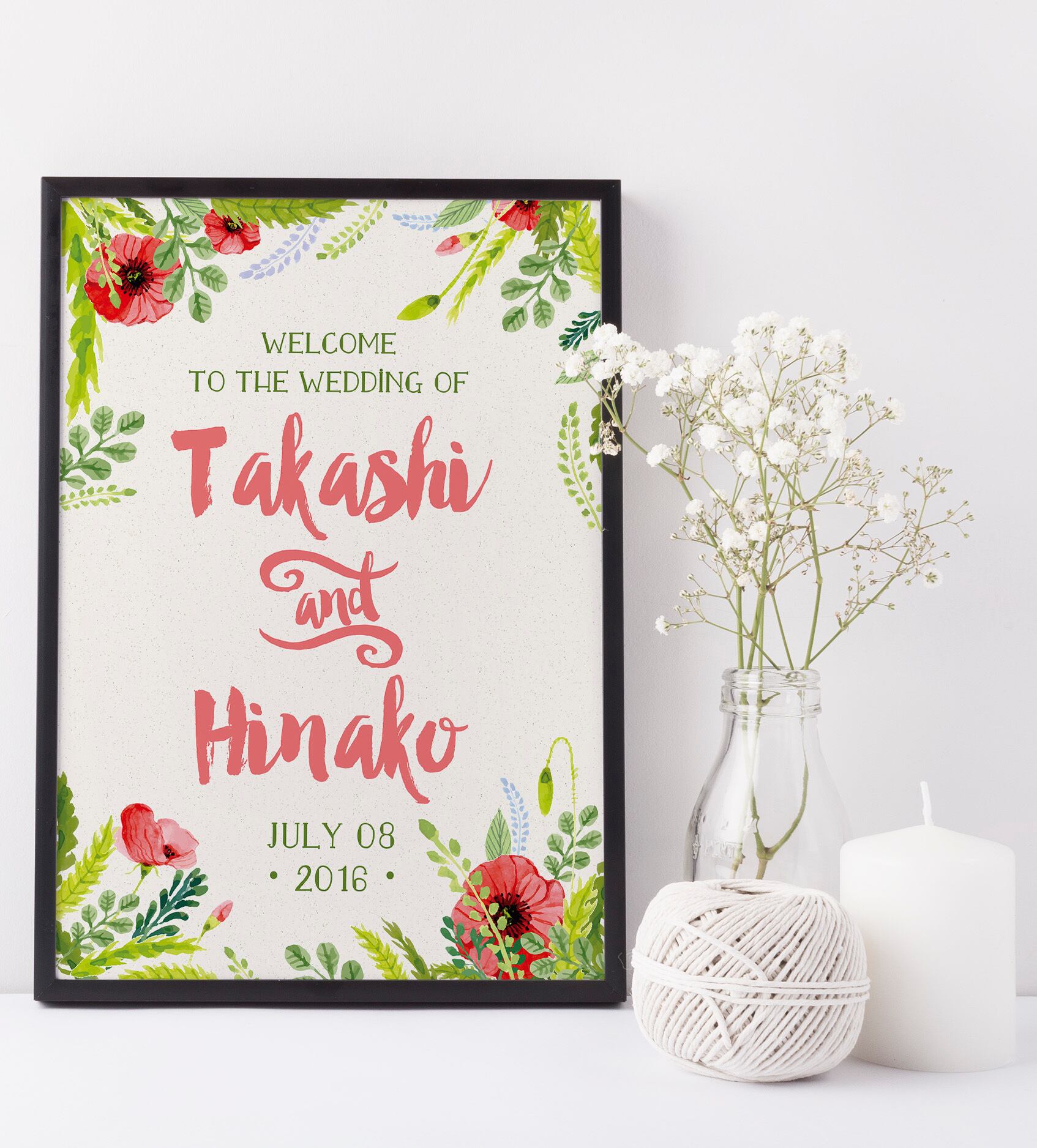 50%OFF!!【サマーフラワー】オーダーメイド ウェルカムボード│ 夏 リゾート 結婚 ポスター インテリア