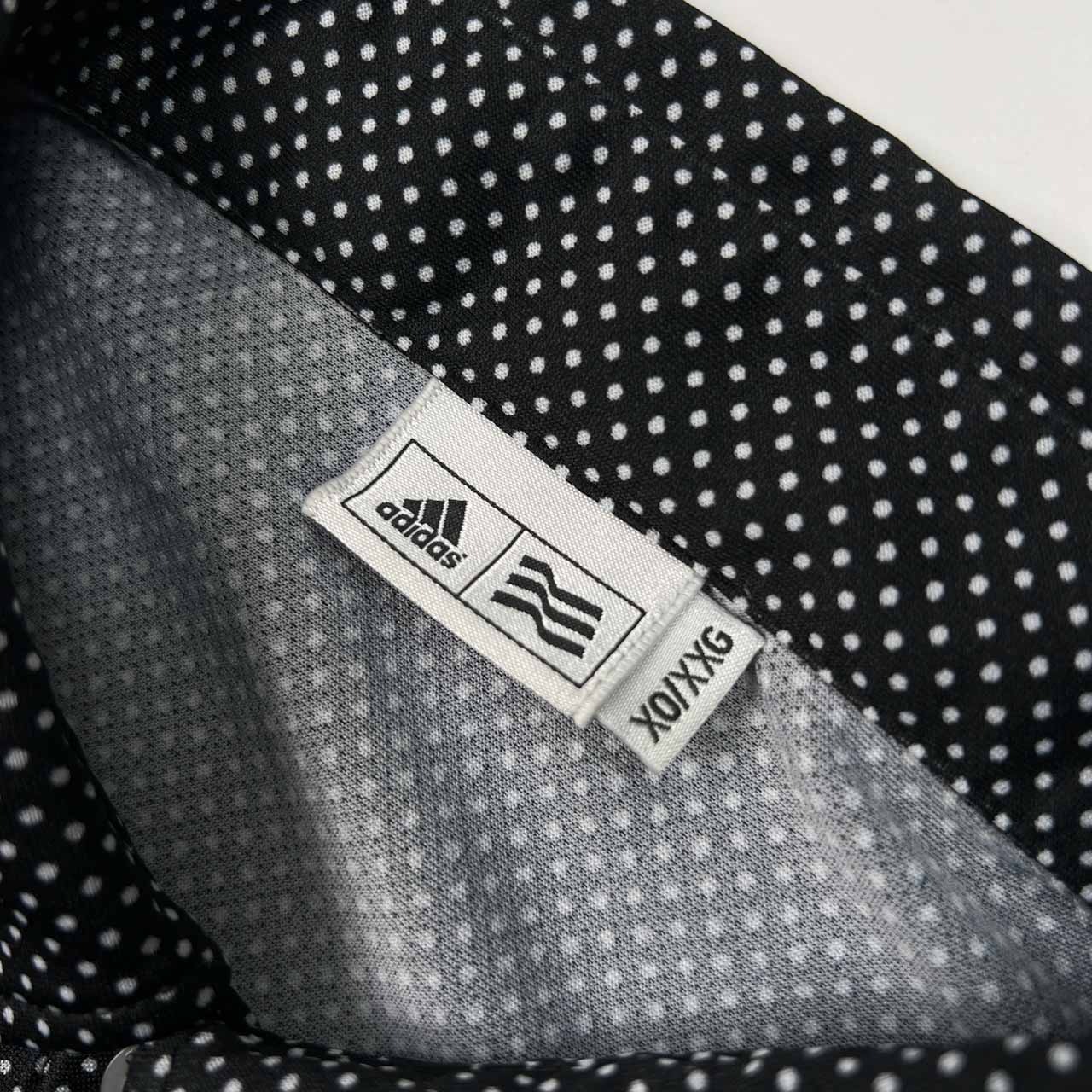adidas GOLF アディダス ゴルフ ロゴ刺繍 ドット 水玉 BD 半袖シャツ サイズ XO/XXG /メンズ/ブラック
