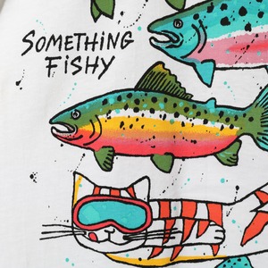 Deadstock XL 90s USA “Something Fishy” Harborside Graphics Tシャツ ハーバーサイドグラフィックス 猫 魚 ニジマス