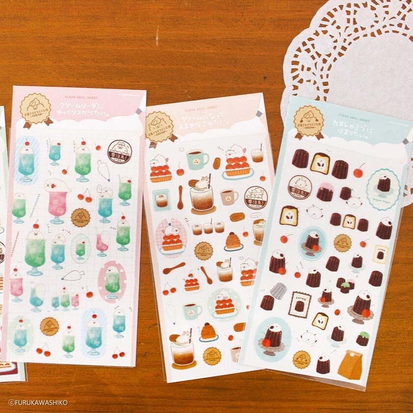 お菓子などうぶつ工房 透明シールシート 古川紙工 | 犬×文房具専門