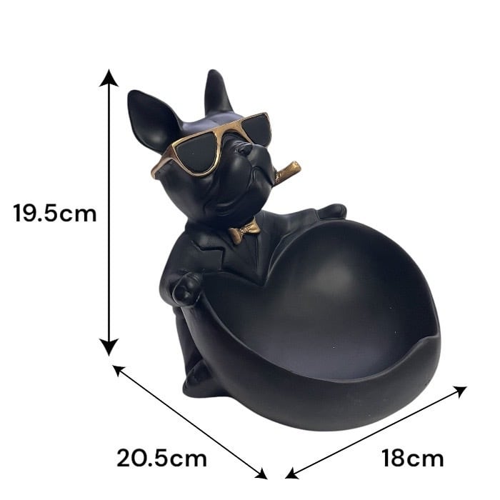 ブルドッグの小物入れ 黒 ブラック 執事 サングラス アクセサリー