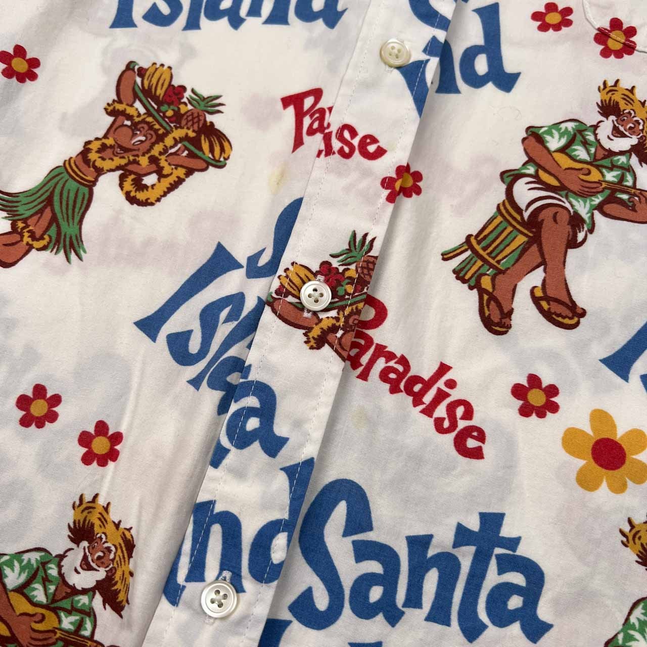 CAPTAIN SANTA キャプテンサンタ アロハサンタ柄 英字 総柄 BD 長袖シャツ サイズ L /ホワイト×マルチ