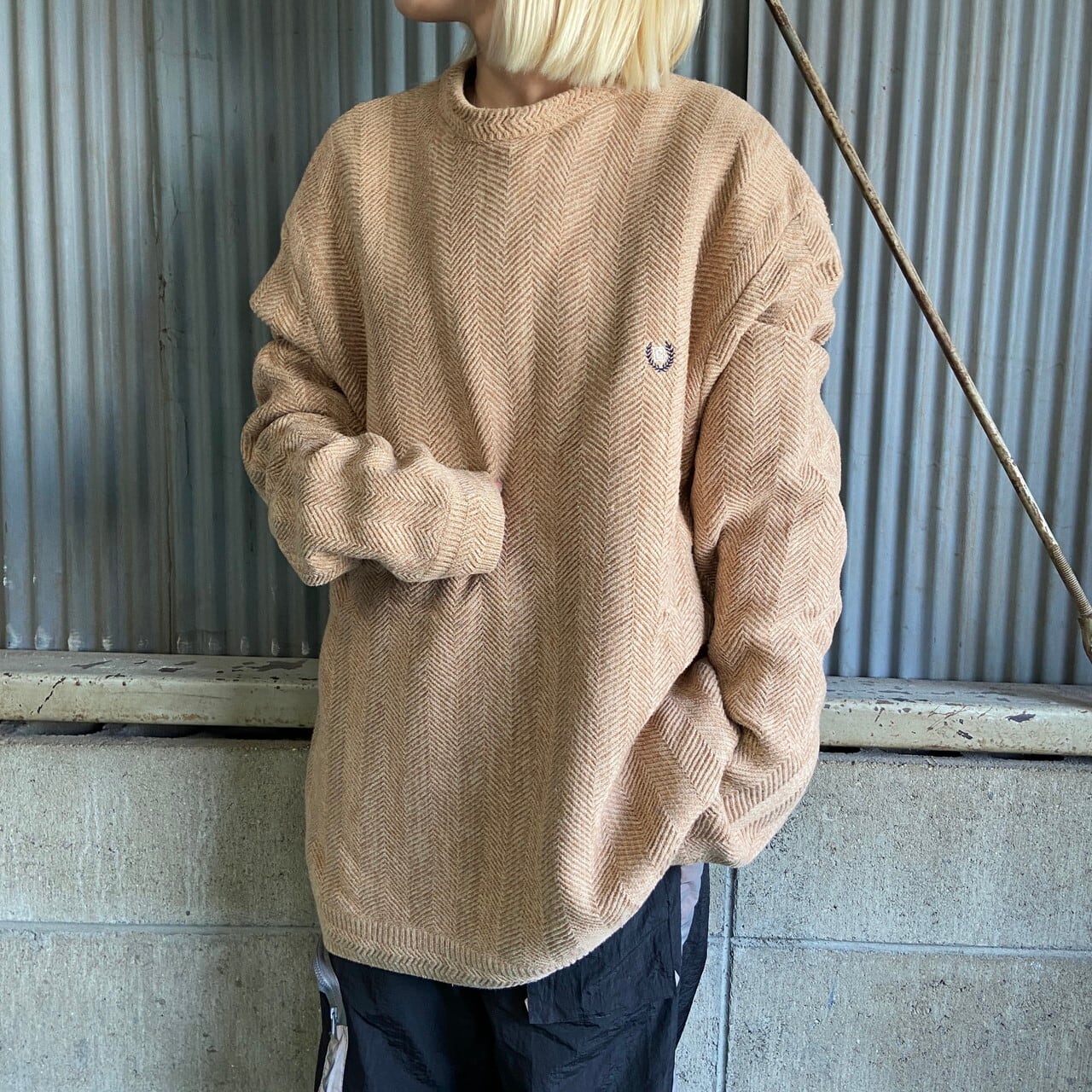 CHAPS チャップス コットンニットセーター メンズXL 古着ベージュ 