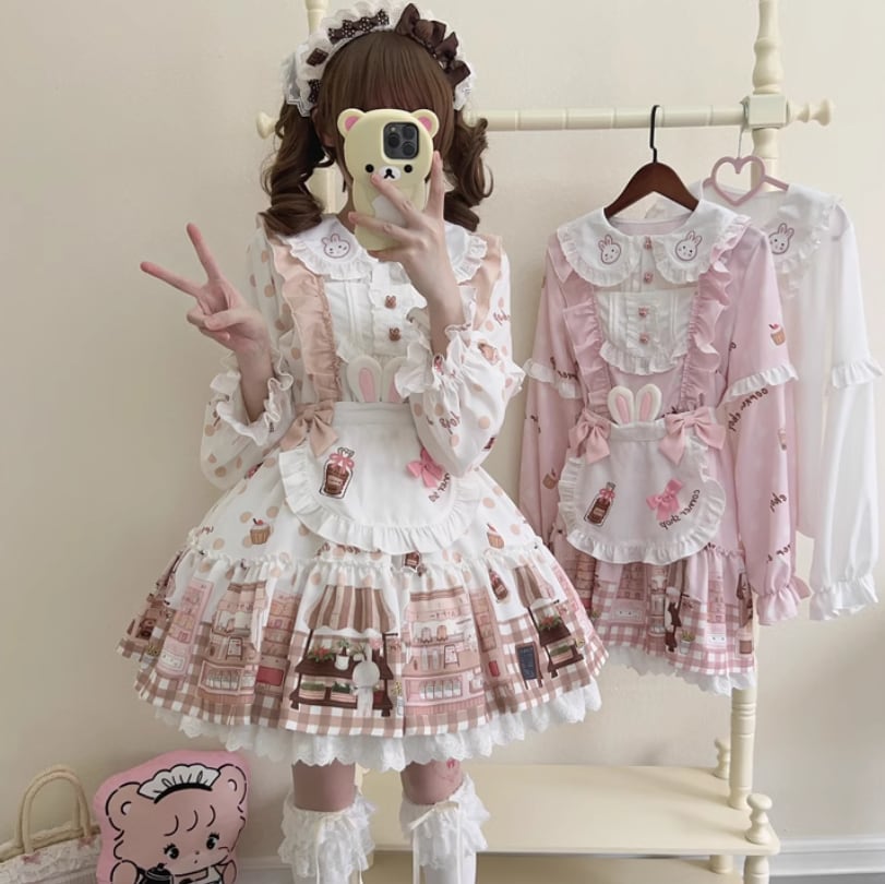 ゆめかわ♡全2カラー エプロン付きロリィタJSK wanpi79☆ | ゆめ ゆめかわ♡全2カラー エプロン付きロリィタJSK wanpi79☆ | ゆめ
