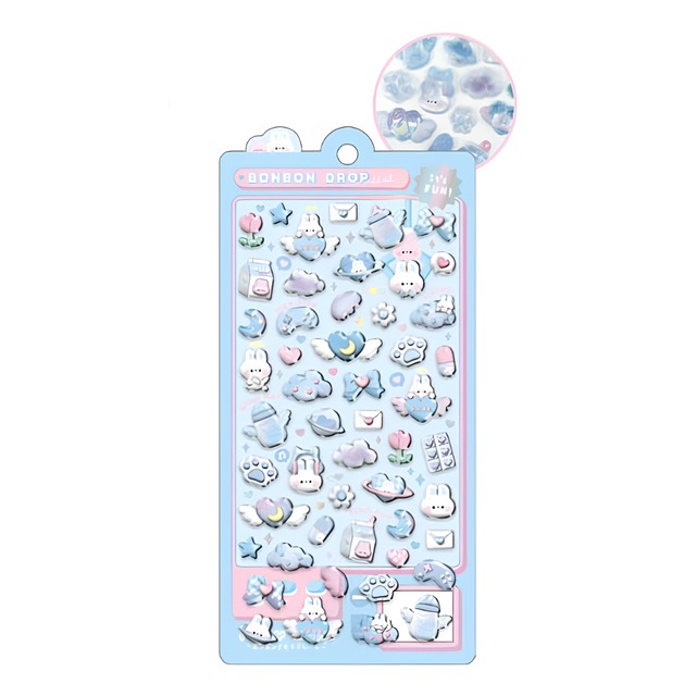 ボンボンドロップシール　みずいろボンボン