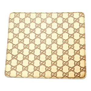 グッチ グッチシマ GG ロゴ マウスパッド パソコン PC小物 インテリア 雑貨 ゴールド レザー レディース GUCCI 【中古】