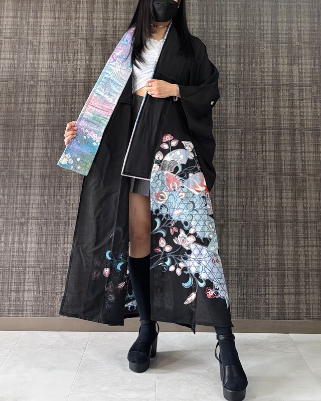 Black Longcoat See-through 638 (夏用着物)