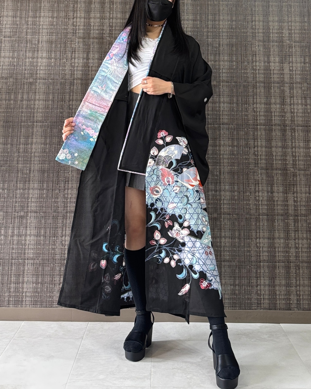 Black Longcoat See-through 638 (夏用着物)