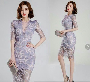 ★送料無料★7号(S)☆半袖透け感がセクシーな総レースのワンピース(OPN2436)