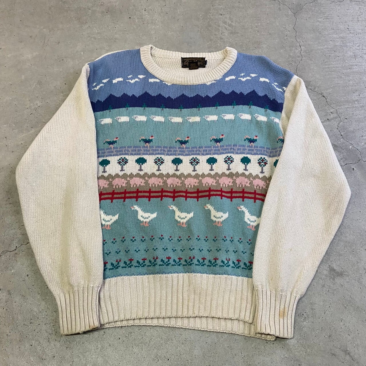 90年代 eddie bauer パッチワーク ニット セーター