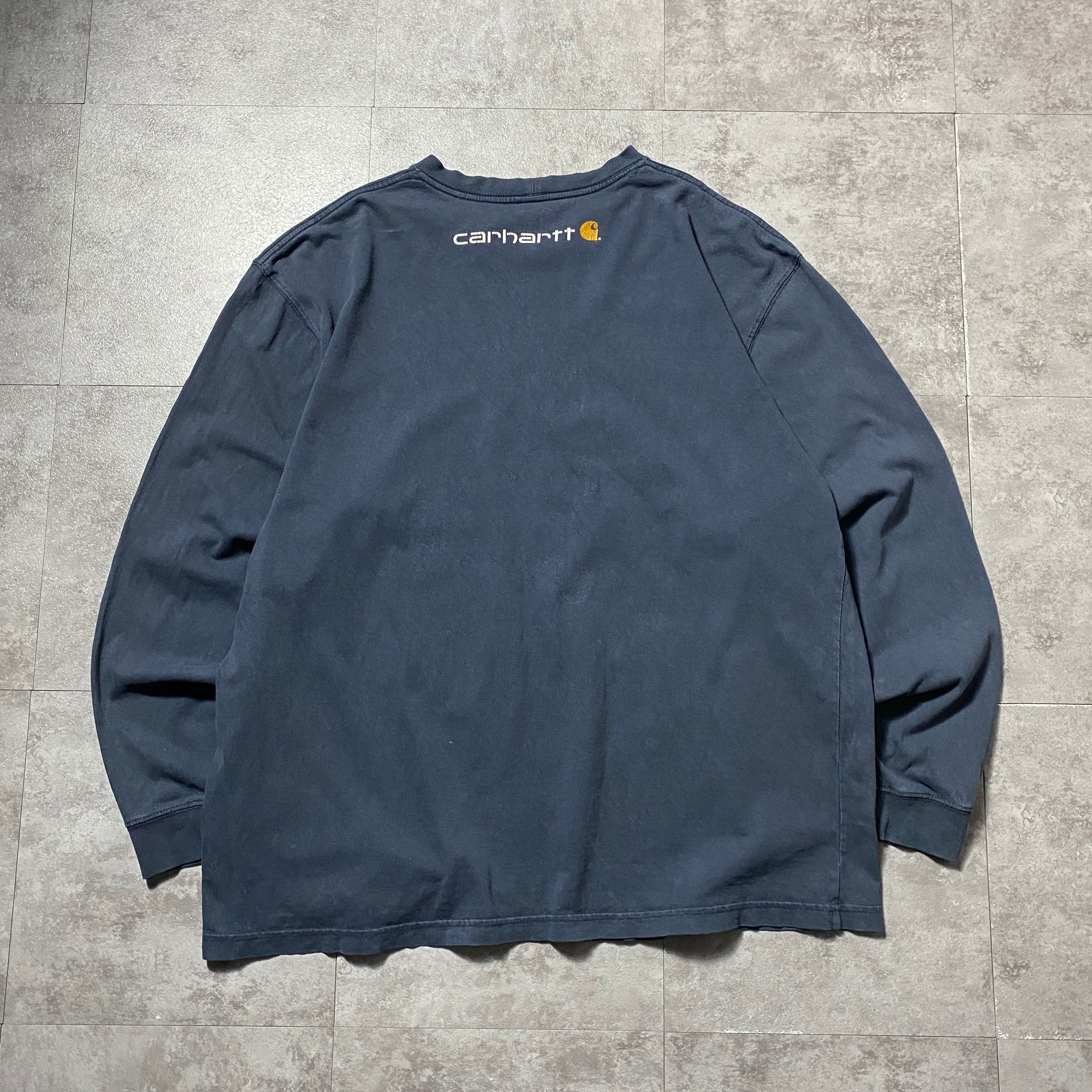 Size:XL】carhartt カーハート プリントロゴ ダークネイビー Tシャツ