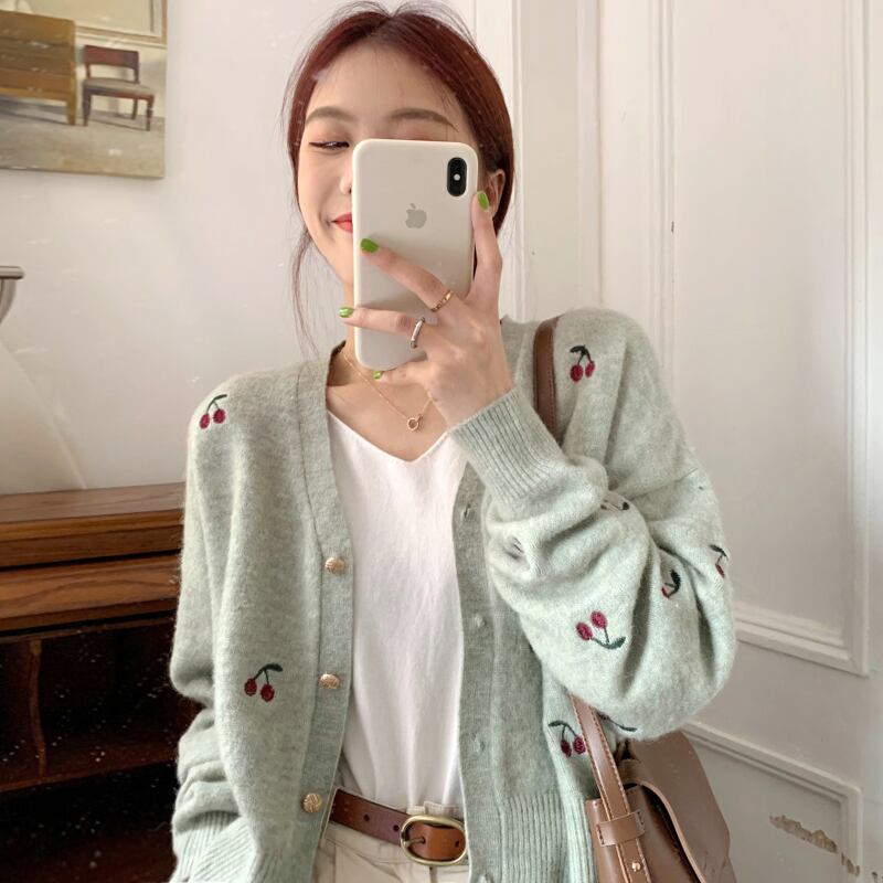 ニットカーディガンジャケット オータムスタイルスタンダードルーズセーター レトロ 秋物 萌量不足20401900933