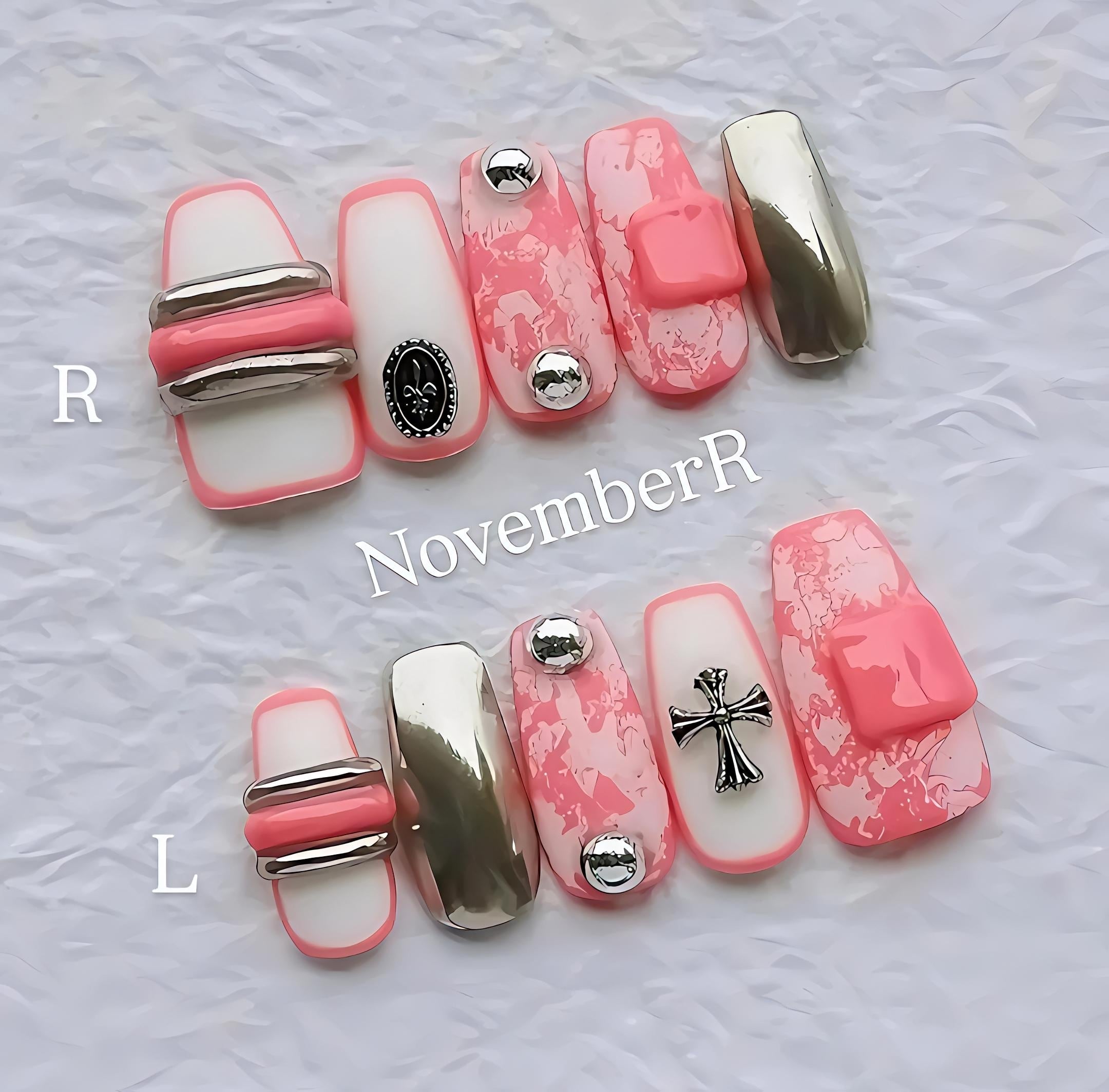 LA848☆ピンク×ホワイトおしゃれマットネイル | NovemberR 〰️ネイル