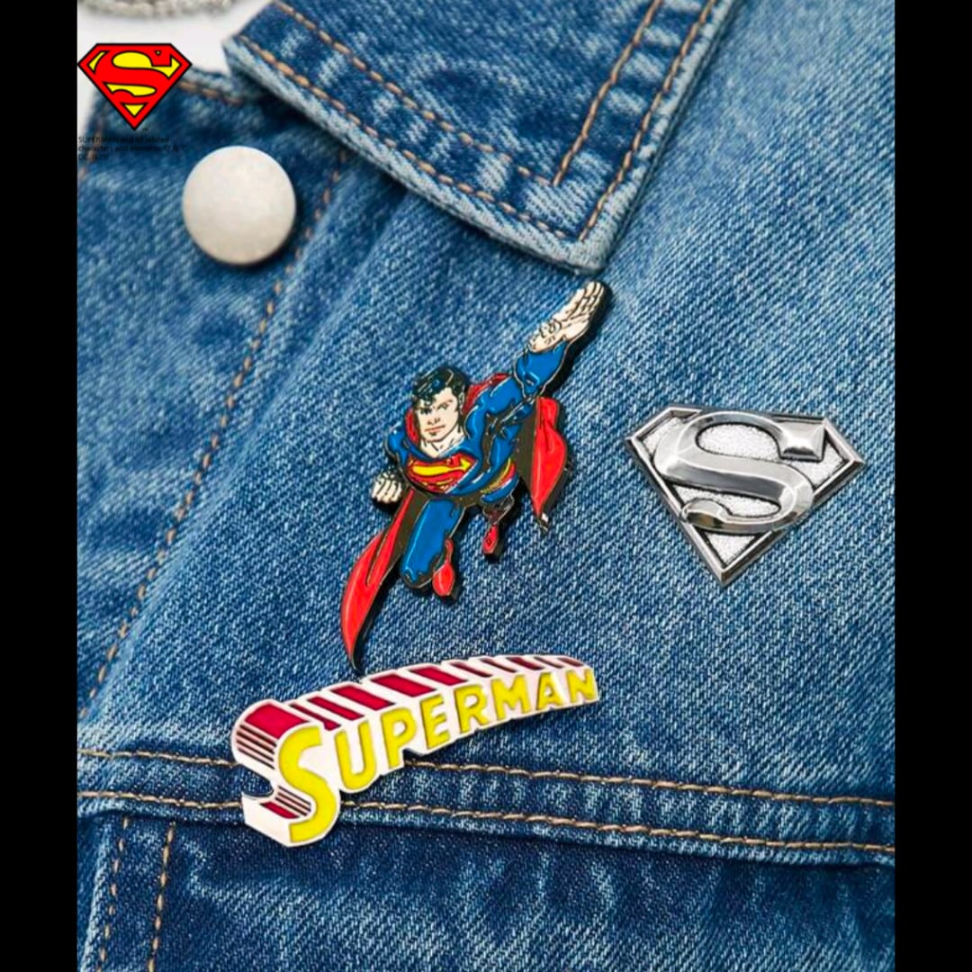 ♧送料無料！ ★ピンズ PINS★ピンバッジ 【 Superman ( スーパーマン ) 】ピンズ3個SET 〚アメリカン雑貨 アメトイ〛