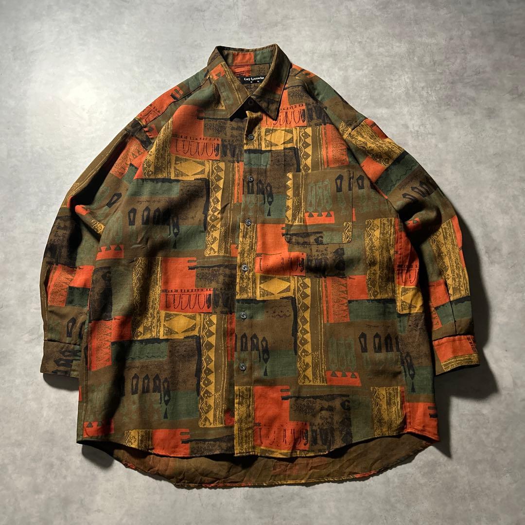 ヴィンテージ 総柄 レトロ ヨーロピアン アートパターン デザイン シャツ