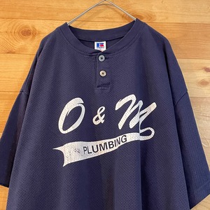 【Russell】ヘンリーネック メッシュ Tシャツ USA古着 オーバーサイズ