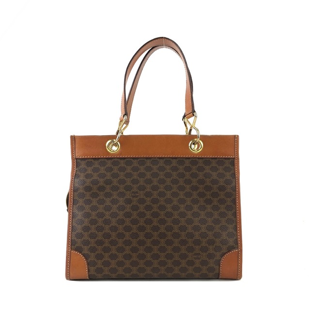 CELINE セリーヌ　マカダム　スクエア　ハンドバッグ　ブラウン　vintage　ヴィンテージ　オールドセリーヌ　k7b3yz