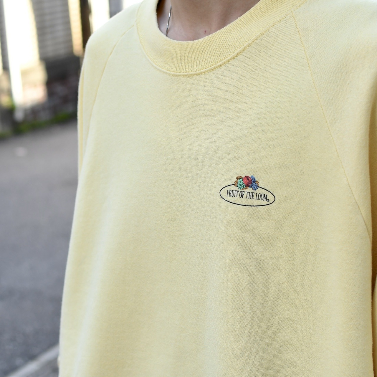 fruit of the room logo raglan sleeve sweat