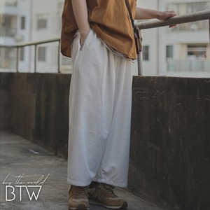 【韓国メンズファッション】ドローコード付きワイドパンツ コットン ポケット ゆったり カジュアル BW2155