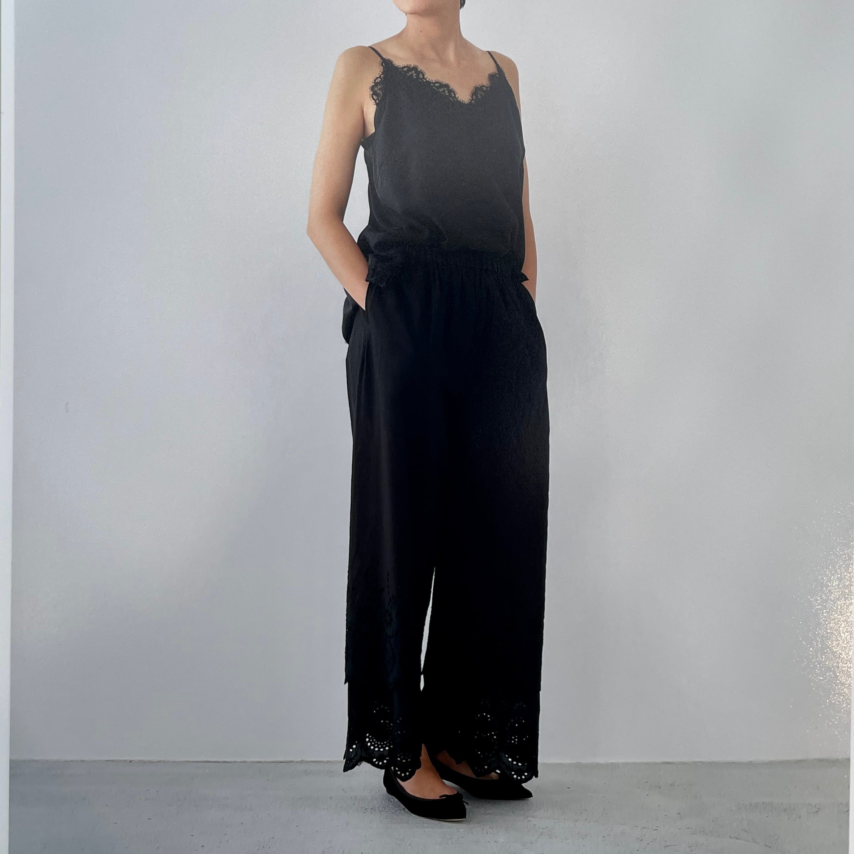 SINME コットンレースパンツ ショート ブラック | 1F Store 