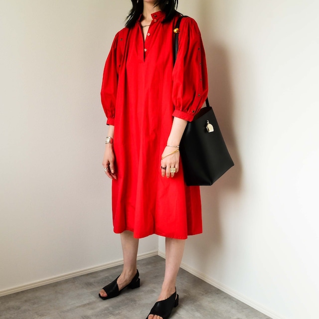 80s puffy sleeve red dress