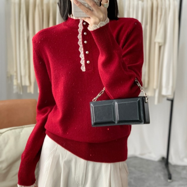 【送料無料】 セーター 2色 30代 40代 女性用 レディース ママ ゆったり 長袖 クルーネック Aライン フレア プルオーバー ボタン キラキラ ラメ フリル 厚手生地 ふわふわ あったか 無地 かわいい 大人可愛い 大人女子 こなれ感 シンプル カジュアル 大人 上品 おしゃれ お洒落 ラフ コンサバ フェミニン ガーリー デート お出かけ お茶会 女子会 休日 授業参観 冬 カラバリ デイリーユース ファッション 定番アイテム