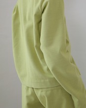 itochi - Wool Cashmere Corduroy Half-Zip Pullover ：Lime｜ウールカシミヤコール天／ハーフジッププルオーバー