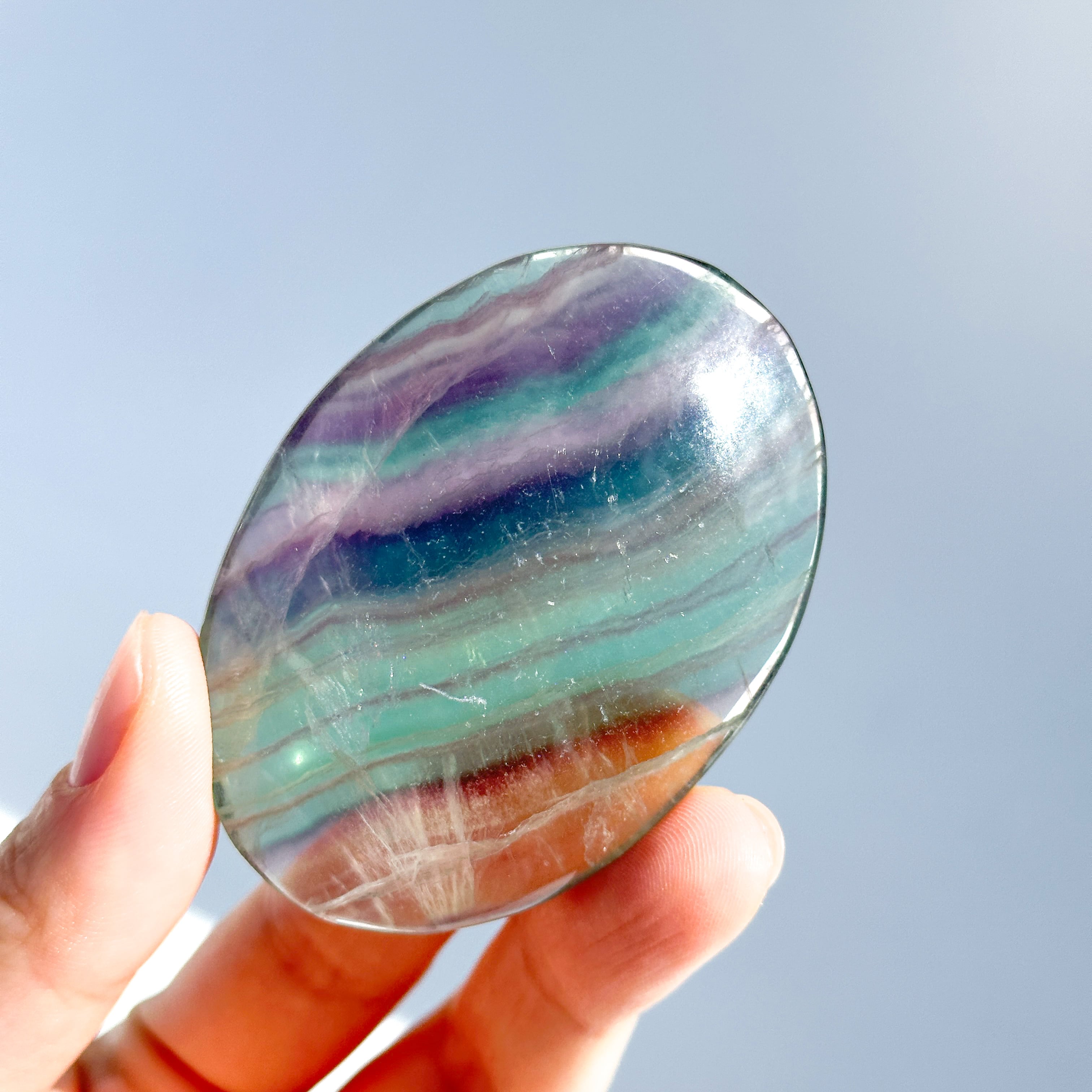 レインボーフローライト パームストーン03◇ Rainbow Fluorite