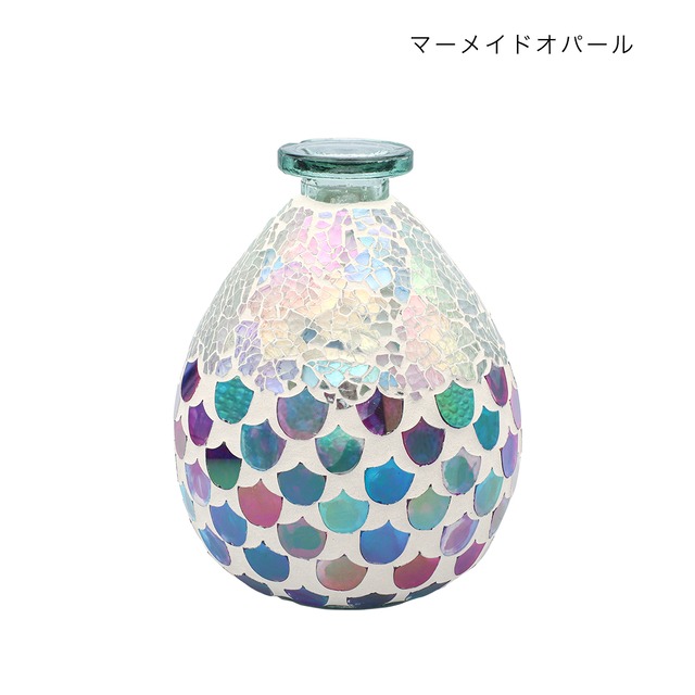 ガラスモザイクフラワーベース(マーメイドオパール・ビーチブルー)
