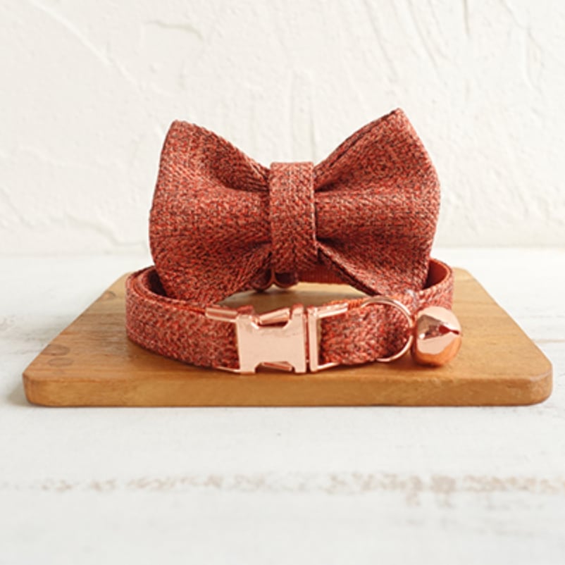 おなまえ猫首輪【オレンジ×ツイード】