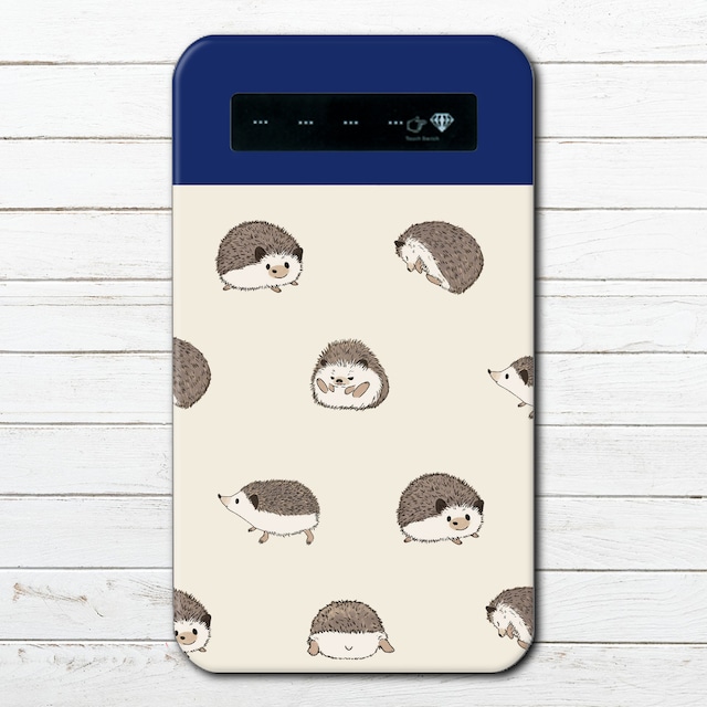 モバイルバッテリー 動物 イラスト ハリネズミ ゆるかわ 可愛い かわいい Iphone 軽量 小さい 女性 男性 おすすめ 個性的 人気 イラストレーター クリエイター 絵師 グッズ 充電器 タイトル ハリネズミいっぱい 青 モバイルバッテリー 作 Hanami F 5