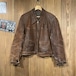 40s French motorcycle レザージャケット モーターサイクル ヴィンテージ ユーロ ライダース フライトジャケット ブラウン 単丈 M相当