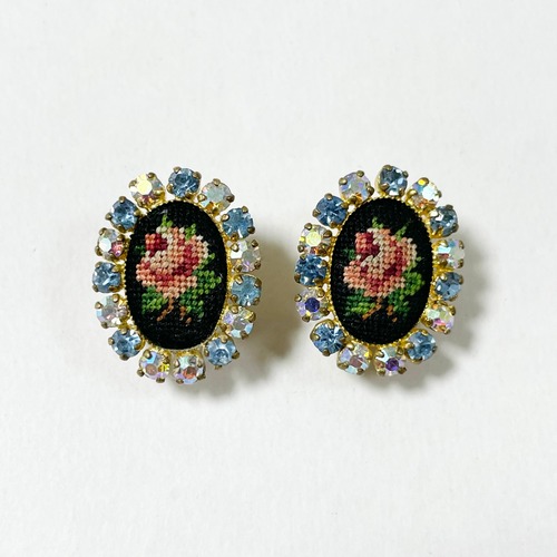 Vintage Petit Point & Bijoux Eearrings Made In Austria