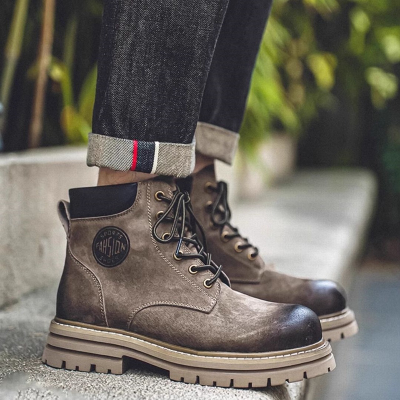 レースアップレタープリントブーツ  S0355