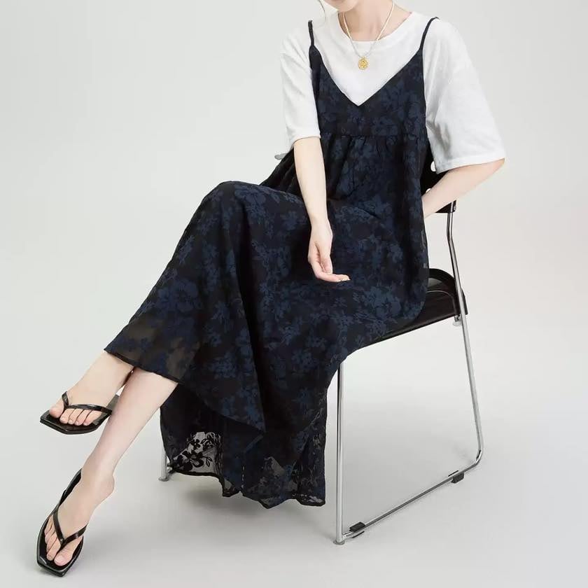 sheer blue floral one-piece | colorer