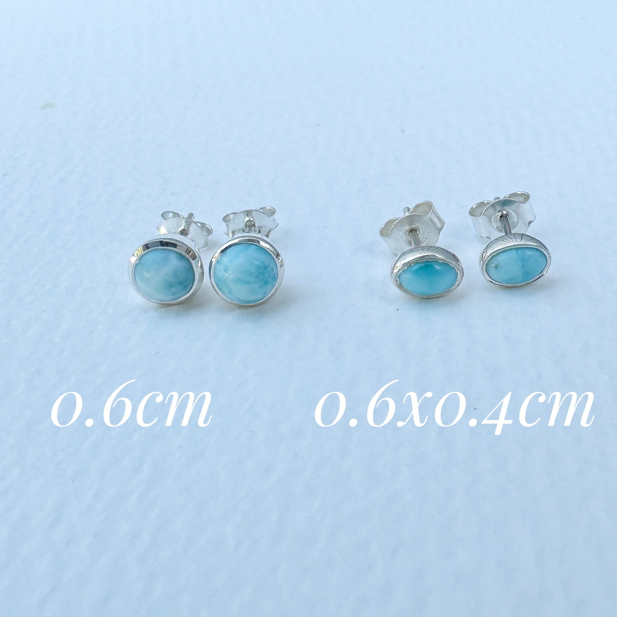 ラリマー オーバル スタッドピアス 0.6 x 0.4 cm 小さめピアス Small
